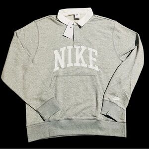 Nike Club Fleece Long Sleeve Rugby Polo L/S Shirt FN3112 Large NWT